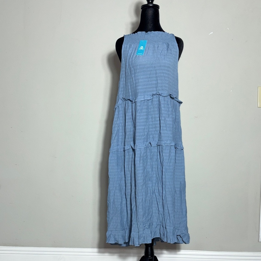 Cupshe Slate Smoked & Ruffles Dress